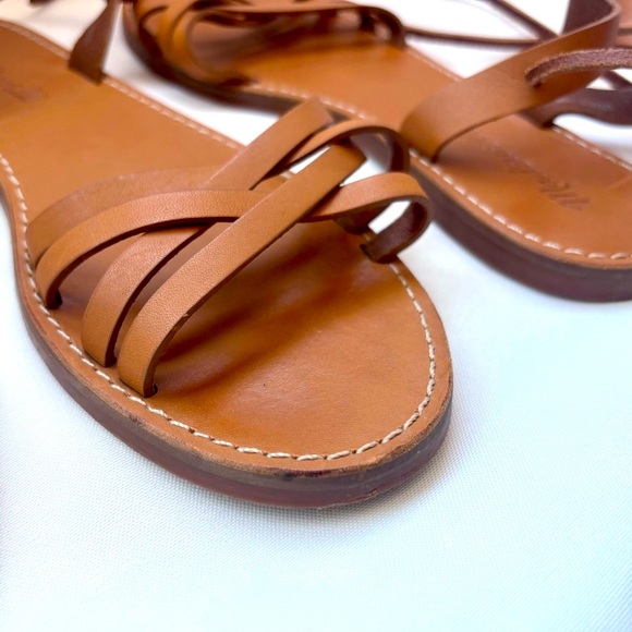 Madewell The Boardwalk Lace-Up Strappy Sandals, Cognac, Brown, Tan, Size 7 - Picture 6 of 14